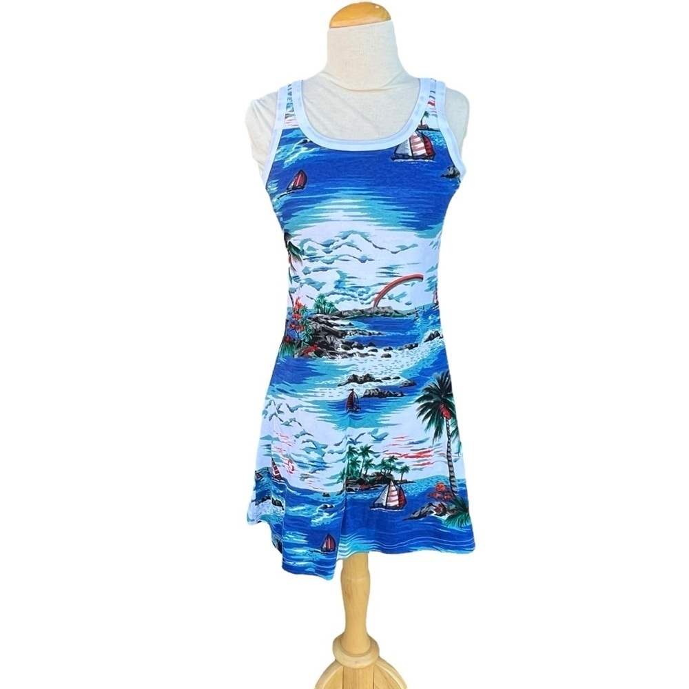 Vintage Deadstock Charlotte Russe Tropical Island Resort Mini Dress USA Made Med